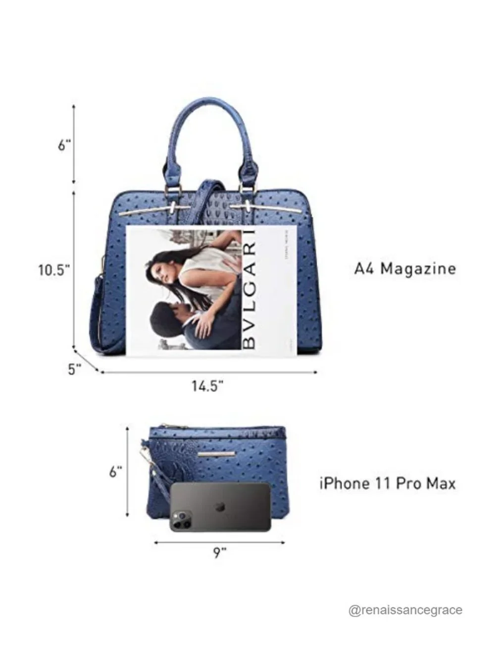 Vegan Leather Satchel Tote Set with Clutch and Adjustable Strap